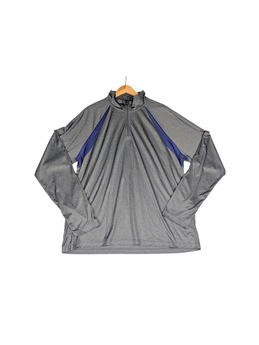 ALO Yoga Quarter Zip Performance Pullover Mens 3XL Long Sleeve Gray Navy 1/4 Zip